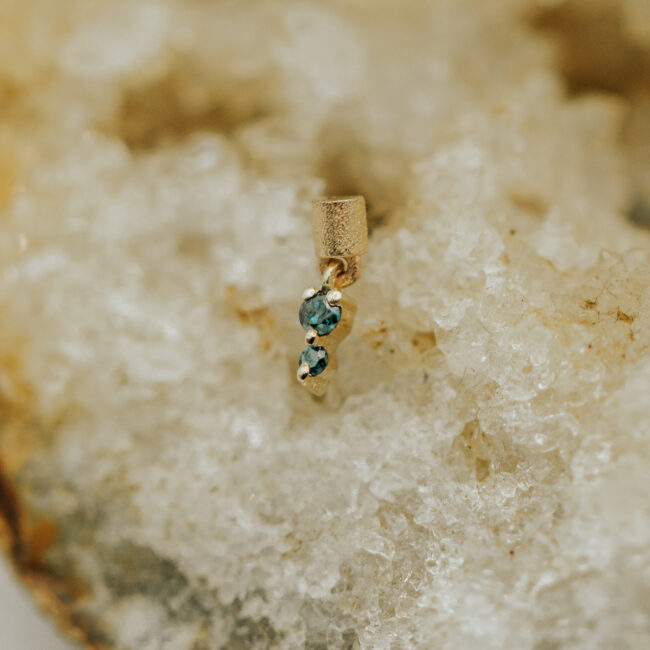 Pupil Hall Bitty Mumble with Blue Diamond in 14k Yellow Gold