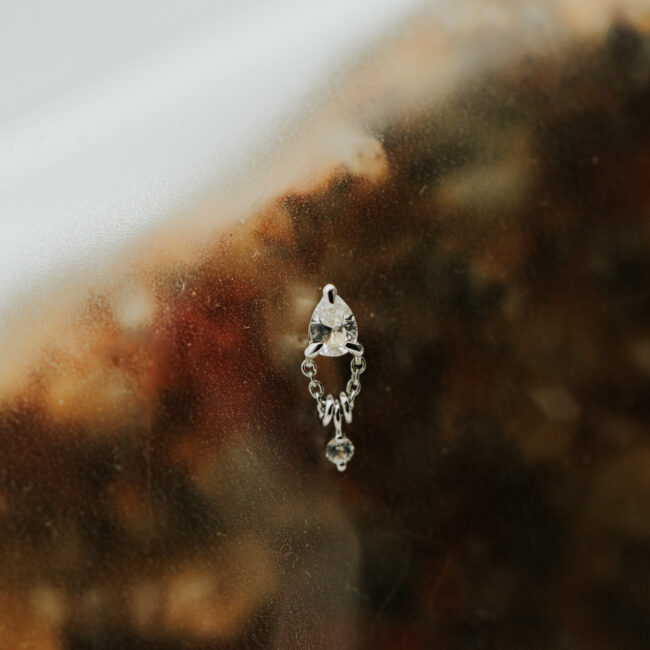 Pupil Hall 1000% Stacked with White Sapphire in 14k White Gold