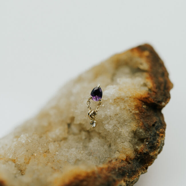 Pupil Hall 1000% Stacked with Amethyst and White Sapphire in 14k Yellow Gold