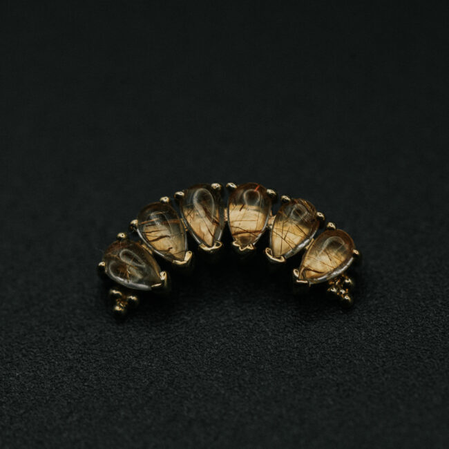 BVLA Pear Panaraya with Rutilated Quartz in 14k Yellow Gold