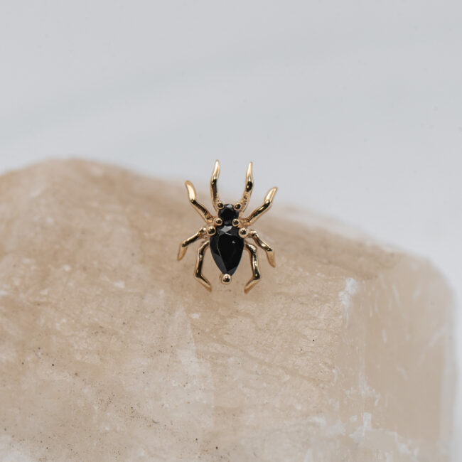 BVLA Spider with Faceted Onyx in 14k Yellow Gold