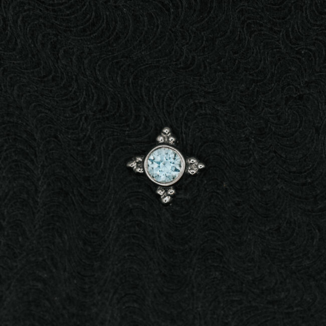BVLA Mini Kandy with Blue CZ in 14k White Gold