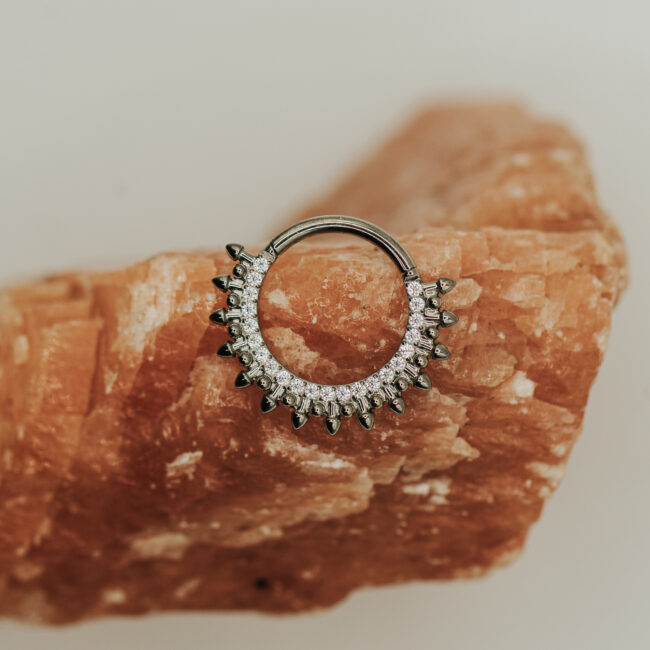 Diablo Organics Titanium and White CZ Clicker