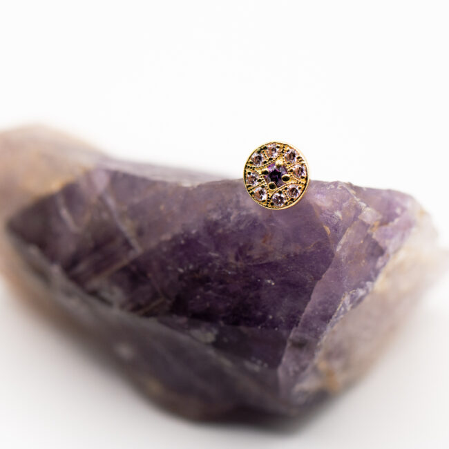 Anatometal Diane with Pink and White CZ in 18k Yellow Gold