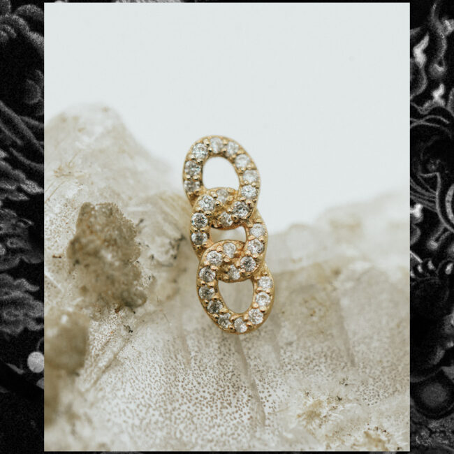 Buddha Jewelry Organics Chain Link with Genuine White Diamond in 14k Yellow Gold