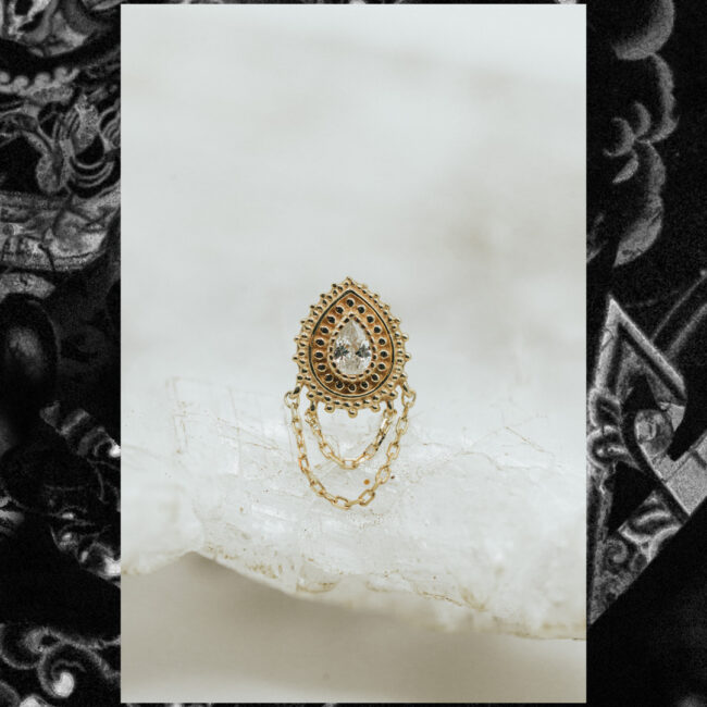 Buddha Jewelry Organics Diety with White CZ in 14k Yellow Gold